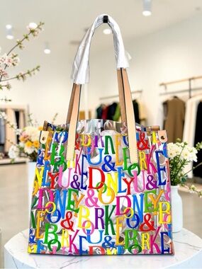 Dooney & Bourke Doodle Clear IT Medium Shopper Bag Purse Tote Beach Handbag